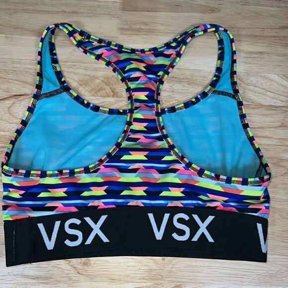 Victoria’s Secret VSX, Neon Geometric Print Banded Sports Bra, Women’s Small - Picture 2 of 7